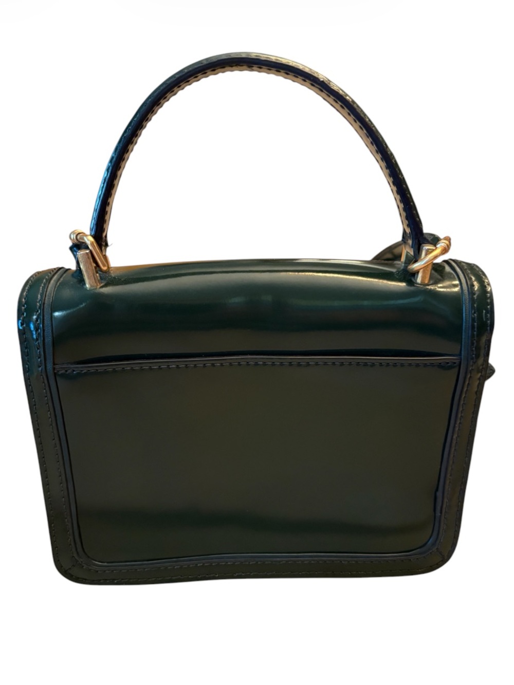 Tory Burch Juliette Mini Top-Handle Satchel in a glossy dark green/emerald - Picture 2 of 12
